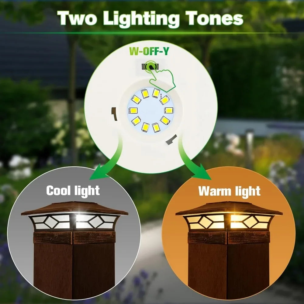 12-Pack Outdoor Solar Column Cap Lights – Waterproof LED Deck and Fence Lights for Garden, Terrace, and Porch Decoration