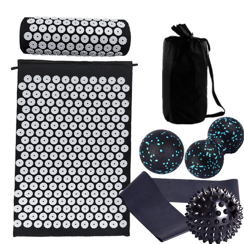 7-Piece Acupressure Mat & Pillow Set – Stress Relief, Back Pain Massage & Muscle Relaxation for Yoga and Recovery