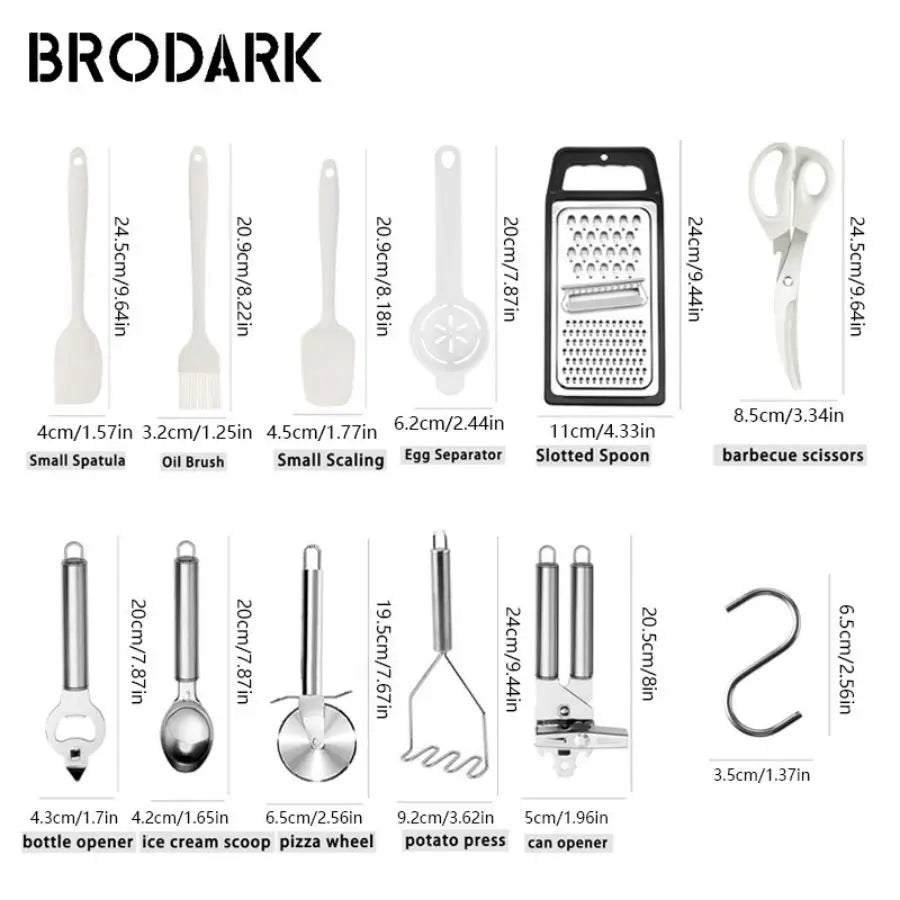 44-Piece Premium Silicone Kitchen Utensil Set – Heat-Resistant Cooking Tools with Wooden Handles & Knife