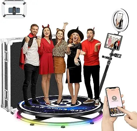 360° Photo Booth Machine with Flight Case & Battery – Slow Motion Party Cam Booth with Custom Deluxe Setup