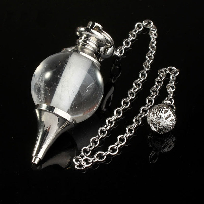 Natural Quartz Crystal Sphere Stone Pendant: Healing, Chakra Reiki Ball, Dowsing, and Spirit Gemstone Pendulum Necklace - A Meaningful Jewelry Gift