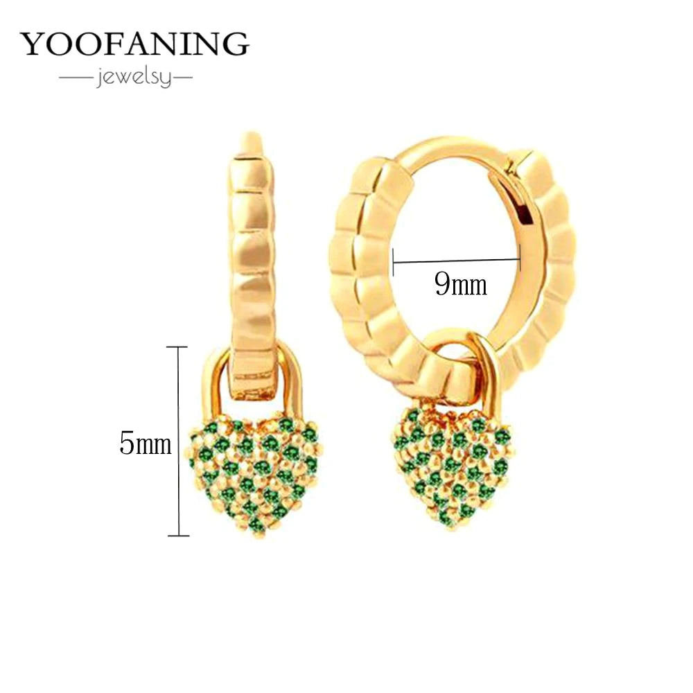 925 Sterling Silver Women's Earrings – Heart-Shaped Green Zircon Flower with Geometric Luxury Design