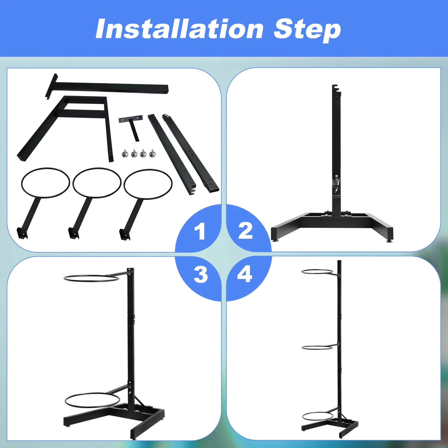 Vertical Yoga Ball Holder Rack – Steel Frame Yoga Storage Stand for Home & Commercial Studios