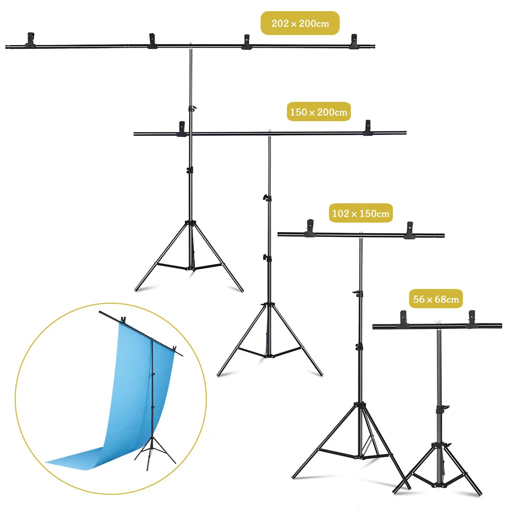 Photography T-Shape Backdrop Support System Kit – Frame for Video Chroma Key Green Screen with Adjustable Stand