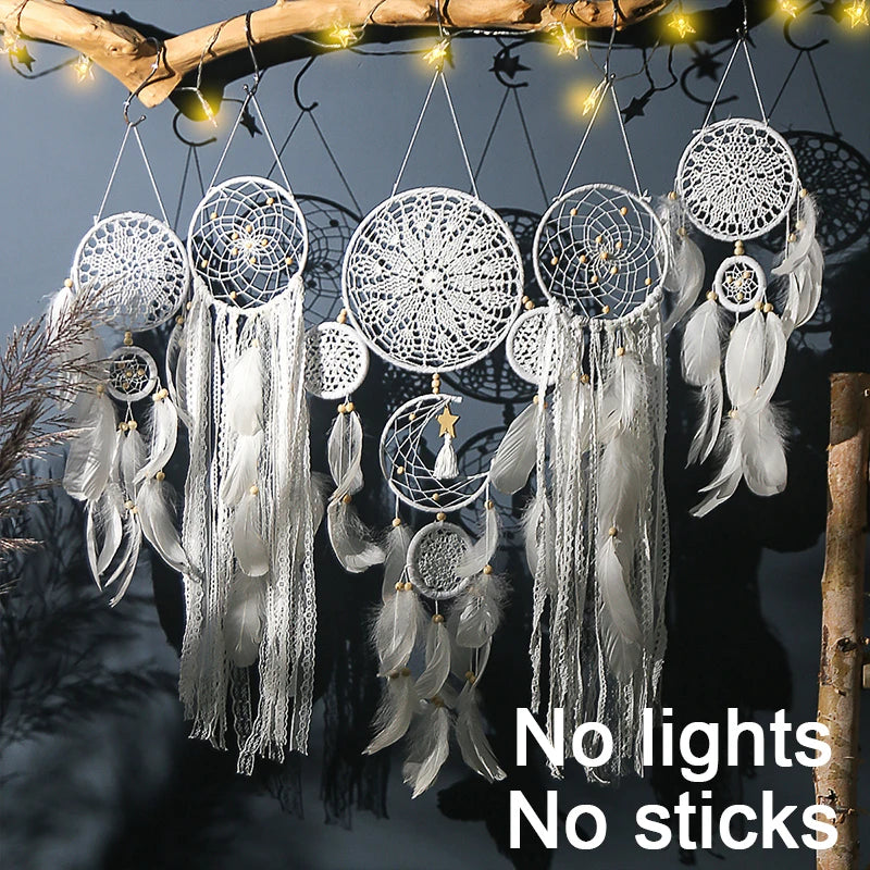 Handmade Indian-Style Dream Catcher – Feathered Craft Wall Hanging for Home Decoration, Room Decor, and Wind Chime Dreams