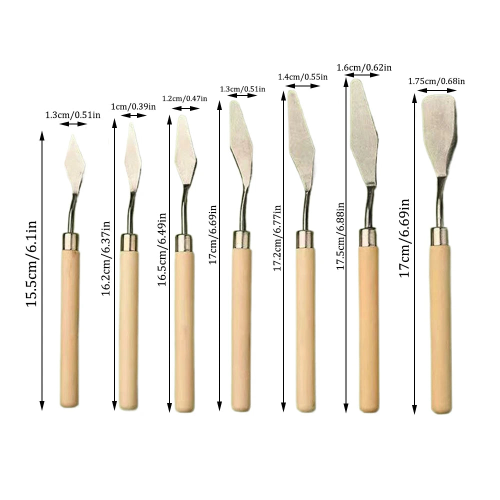 🎨 Oil Painting Palette Knife Set – 1 Set / 3 Set Options | Wood Handle Painting Scrapers