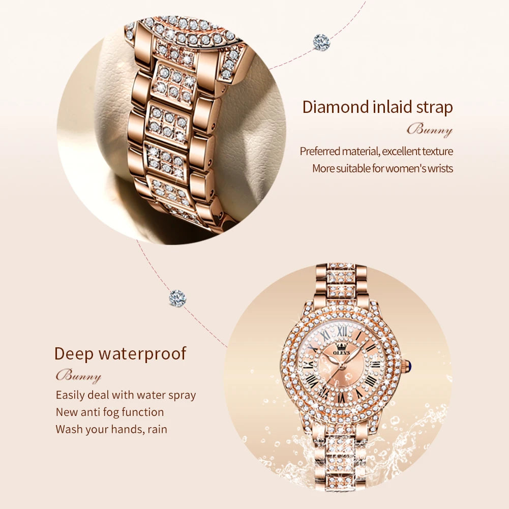 Original Diamond Women's Watch: Elegant Stainless Steel Waterproof Quartz Wristwatch for Luxury Ladies