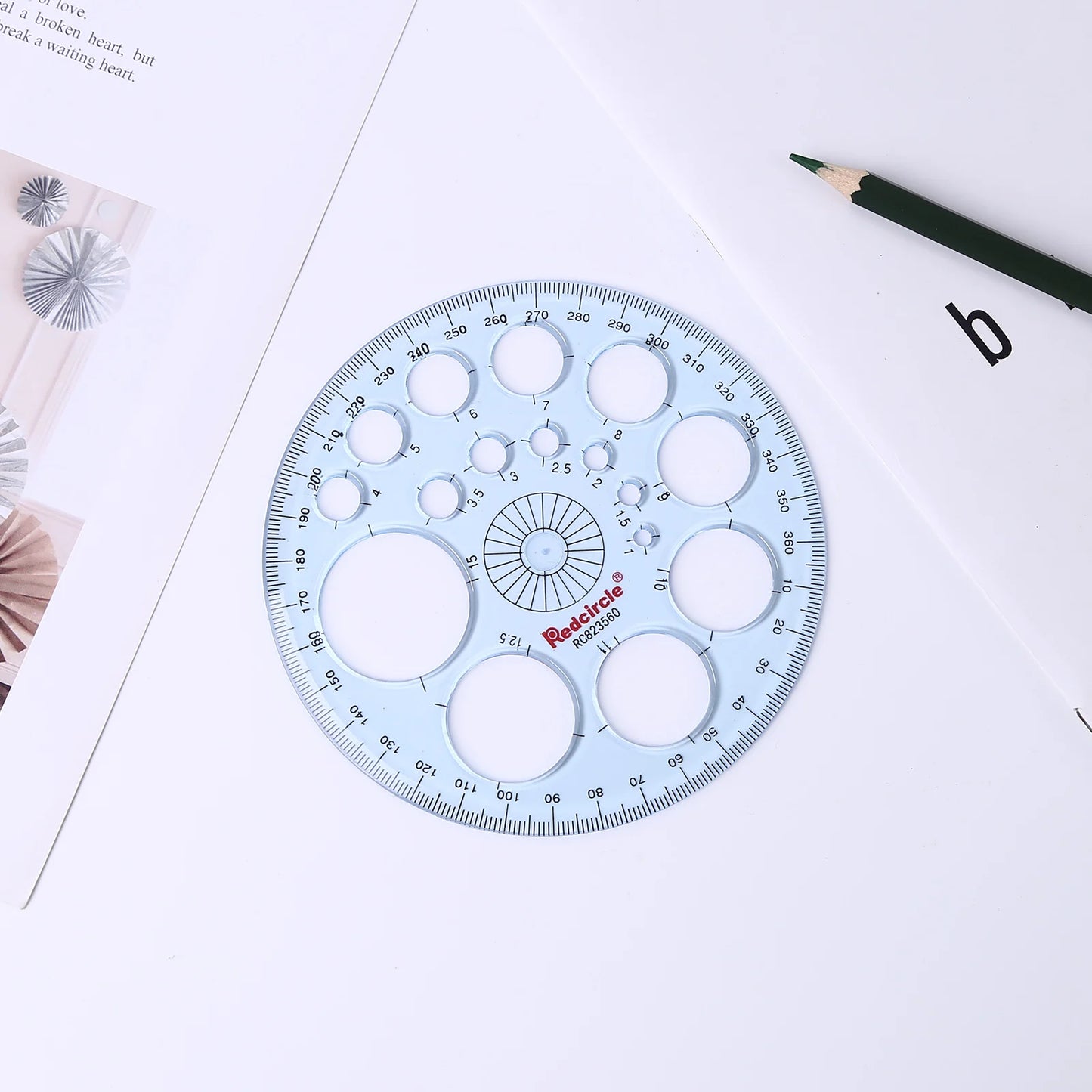 5-in-1 Multifunction Geometry Template Ruler – Plastic Measuring Tool with Circle & Shape Drawing Stencils