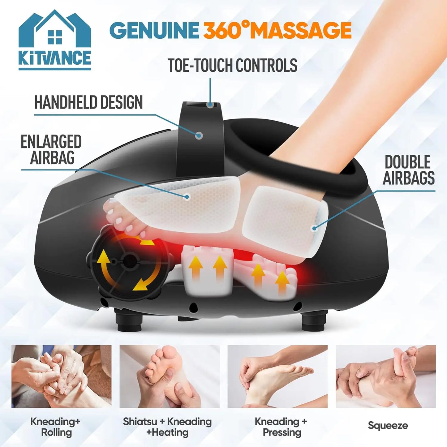 Electric Foot Massager: Heating Therapy, Hot Compression, Shiatsu Kneading Roller for Muscle Relaxation and Pain Relief