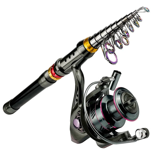 🎣 Telescopic Carbon Fiber Fishing Rod & Spinning Reel Combo Kit
Super Hard Build • Compact Design • Max Strength for Big Catch
