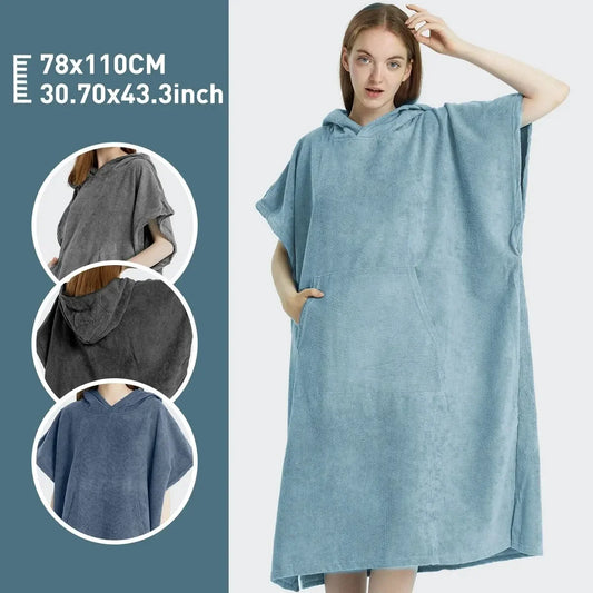 Quick-Dry Surf Poncho Towel – Microfiber Beach Robe & Changing Towel Hoodie for Adults