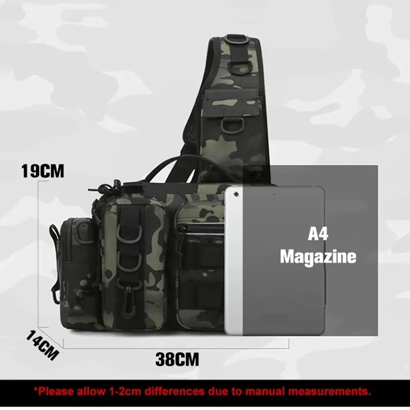 Fishing Tackle Backpack with Rod Holder – Multi-Functional Gear Bag with Lure Boxes & Sling Strap for Men