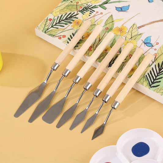 🎨 Oil Painting Palette Knife Set – 1 Set / 3 Set Options | Wood Handle Painting Scrapers