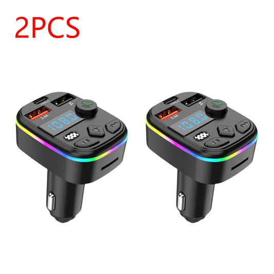 Bluetooth 5.3 FM Transmitter Car Charger – Hands-Free Calls, Dual USB + Type-C, MP3 & TF Card Support