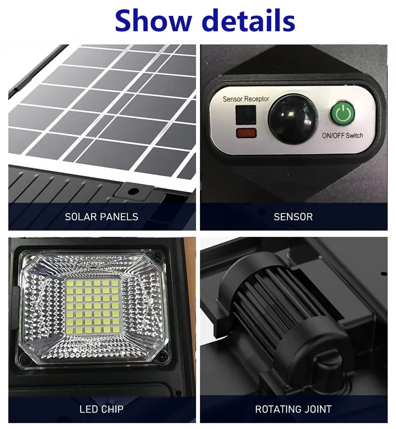 Powerful Outdoor Solar Lights with 4/6/8/10/12 Heads - 504 LED Garden Lamp, Waterproof Motion Sensor Street Light