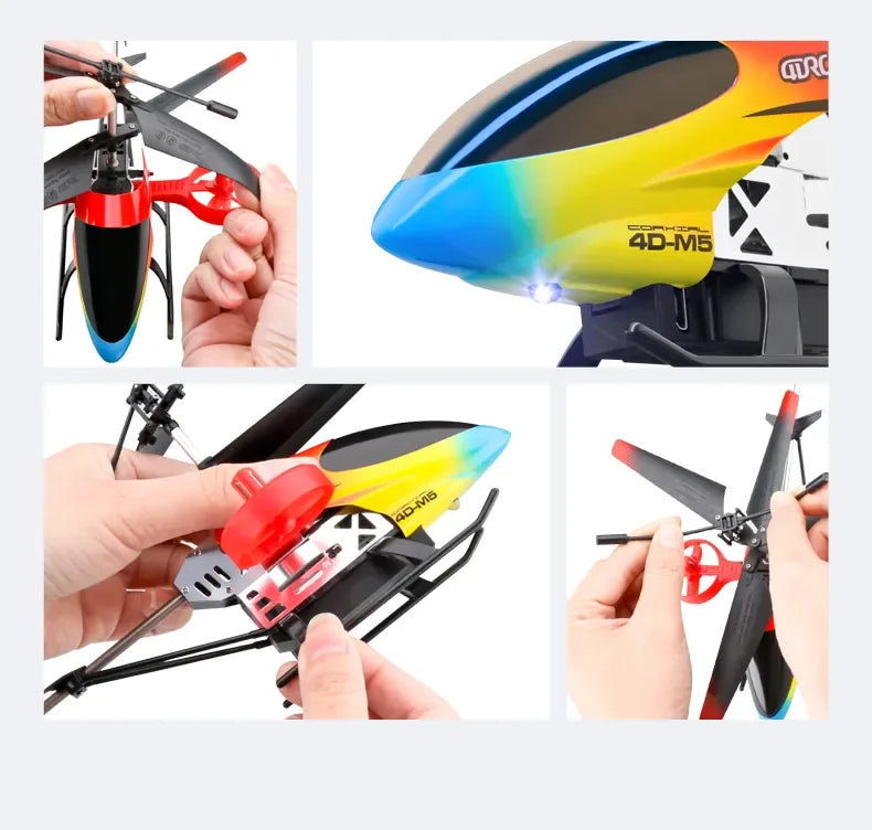 Enhanced M5 Remote Control Helicopter: Altitude Hold, 3.5 Channels, Gyro, LED Lights - Durable Airplane Drone Toy Gift