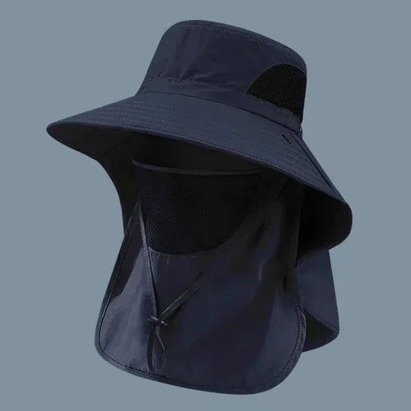 UPF 50+ Wide-Brim Outdoor Fishing Hat with Removable Neck & Face Flap – Breathable Mesh Sun Protection