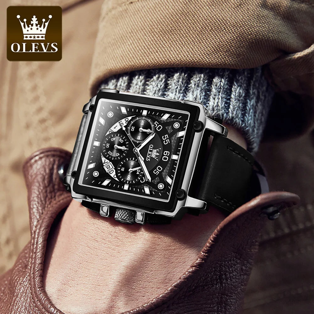 Luxury Men's Waterproof Square Watch: Luminous Quartz Wristwatch with Top Brand Elegance and Fashion