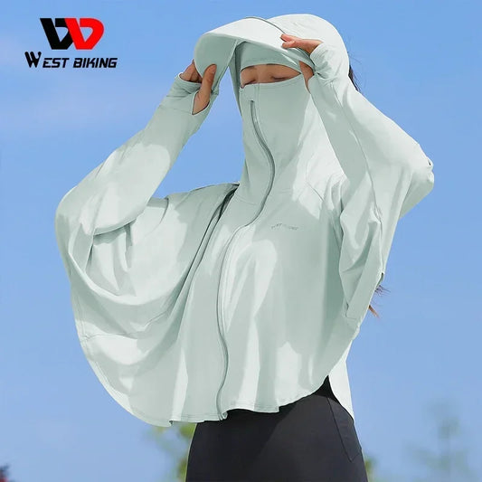 🚴‍♀️ WEST BIKING UPF 50+ UV Sun Protection Hoodie for Women – Ice Silk Outdoor Jacket