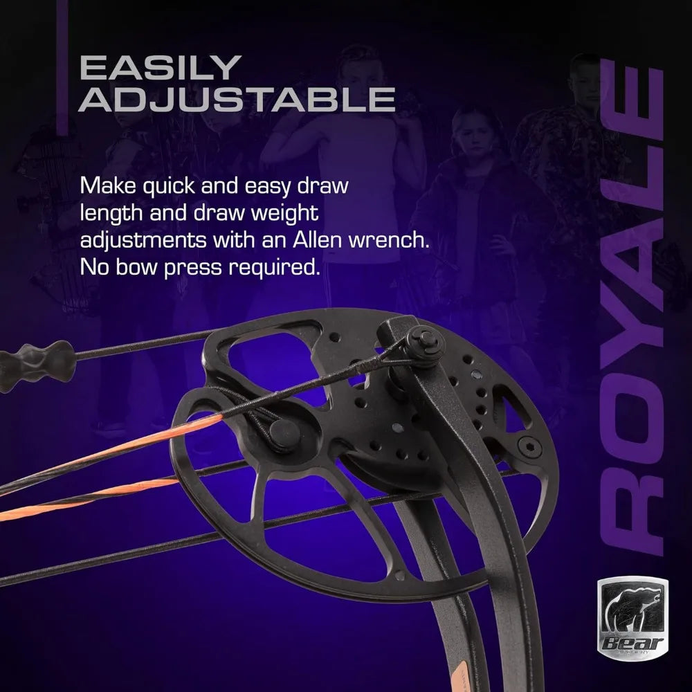 Royale Ready-to-Hunt Compound Bow Package: Adjustable 12”-27” Draw Length, 5-50 Lbs Draw Weight, Up to 290 FPS – Perfect for Adults & Youth