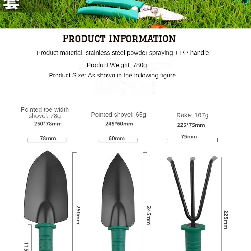 Set of 5/10 Garden Tools with Non-Slip Handles: Includes Anti-Rust Trowel, Cultivator, Pruning Shear, and Water Sprayer - Perfect Gardening Gift Kit