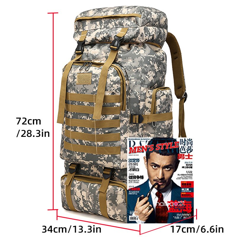 Large Capacity Camouflage Military Travel Backpack for Men: Ideal for Hiking and Waterproof for the Outdoor