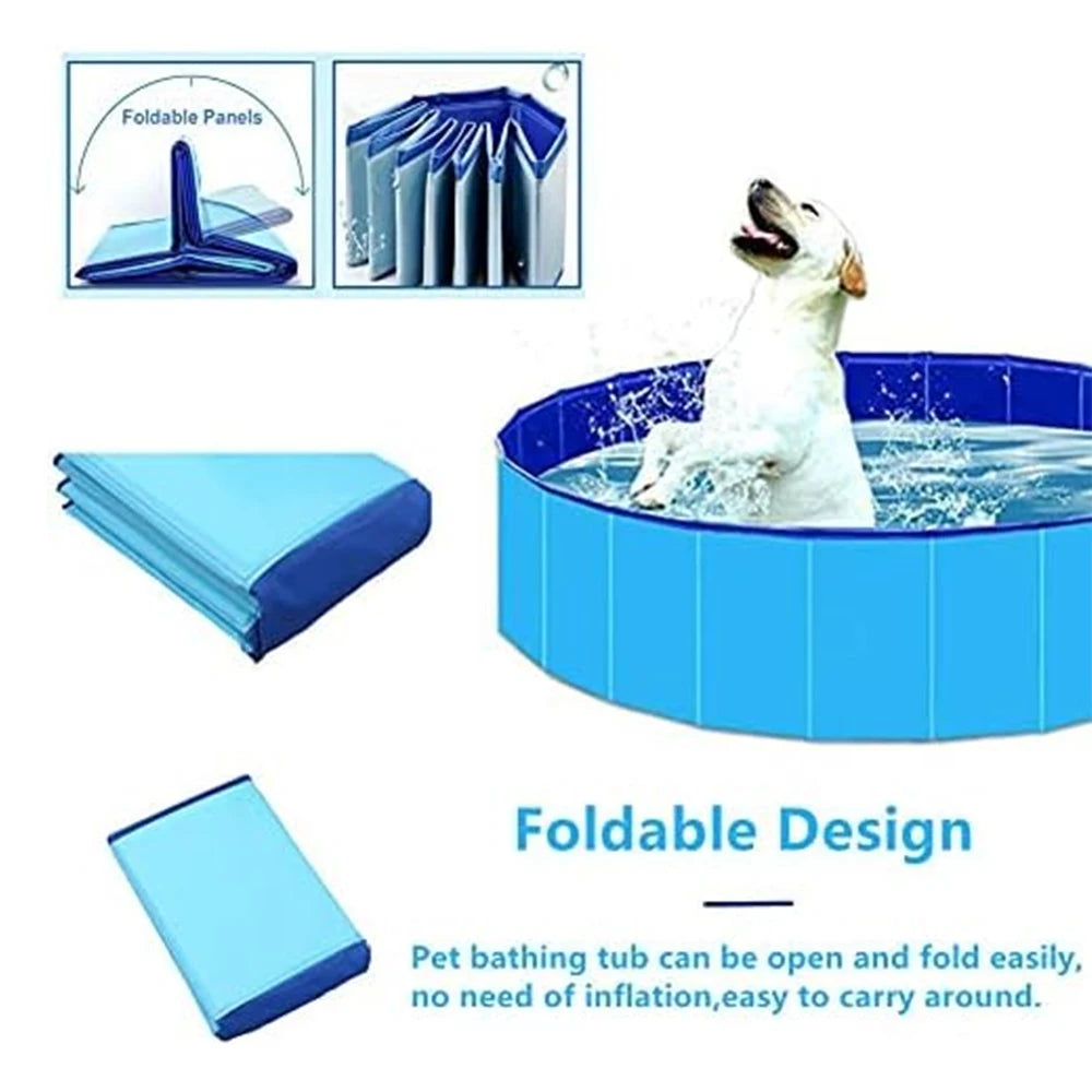 Foldable Dog Pool – 60×20CM Portable Hard Plastic Pet Bath Tub for Dogs & Cats, Outdoor Collapsible Pet Swimming Pool