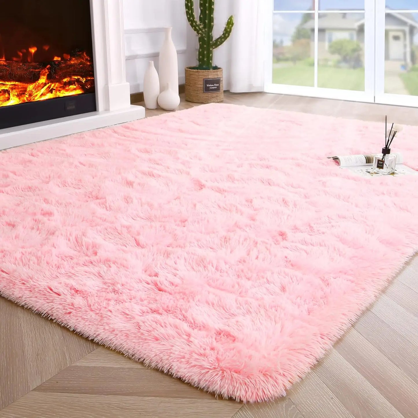 Fluffy Area Rug – Soft Fuzzy Bedroom & Living Room Carpet, Non-Slip Design for Kids' Rooms & Hardwood Floors