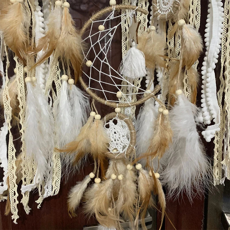 Handmade Indian-Style Dream Catcher – Feathered Craft Wall Hanging for Home Decoration, Room Decor, and Wind Chime Dreams