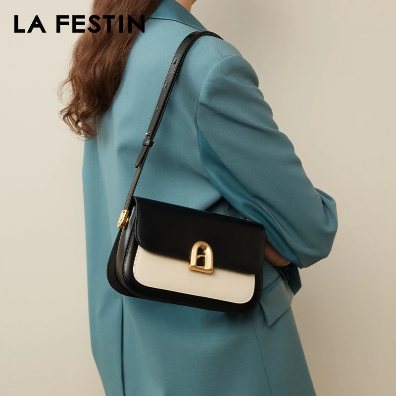 2024 Luxury Leather Crossbody Shoulder Bag – Elegant A-Line Handbag from the Exclusive Door Series for Women