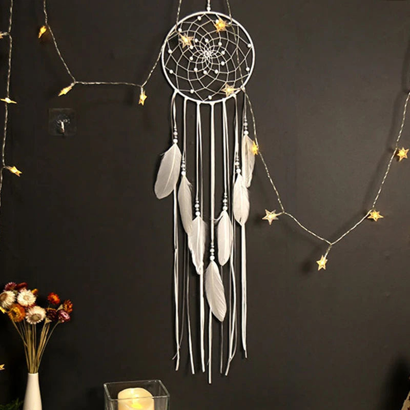 Handmade Indian-Style Dream Catcher – Feathered Craft Wall Hanging for Home Decoration, Room Decor, and Wind Chime Dreams