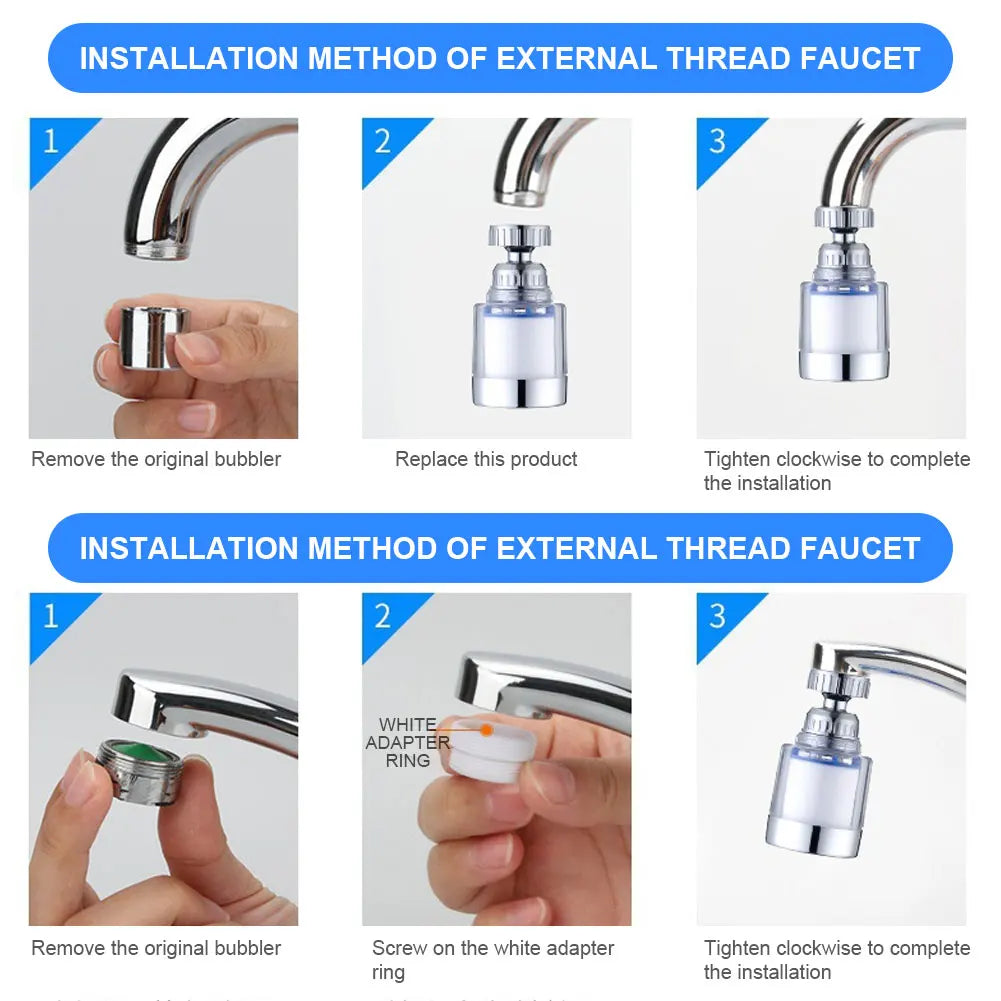 1-5Set Faucet Water Filter 360 Degree Rotating Splash Filters Remove Chlorine Heavy Metals Filtered Showers Head Bath Purifier ﻿