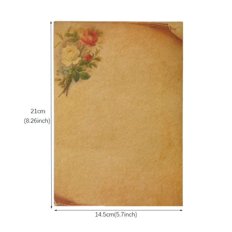 16pcs Vintage Writing Paper Old Parchment Design Kraft Paper for Invitations Gift Decorations Holiday Event Party Supplies A5