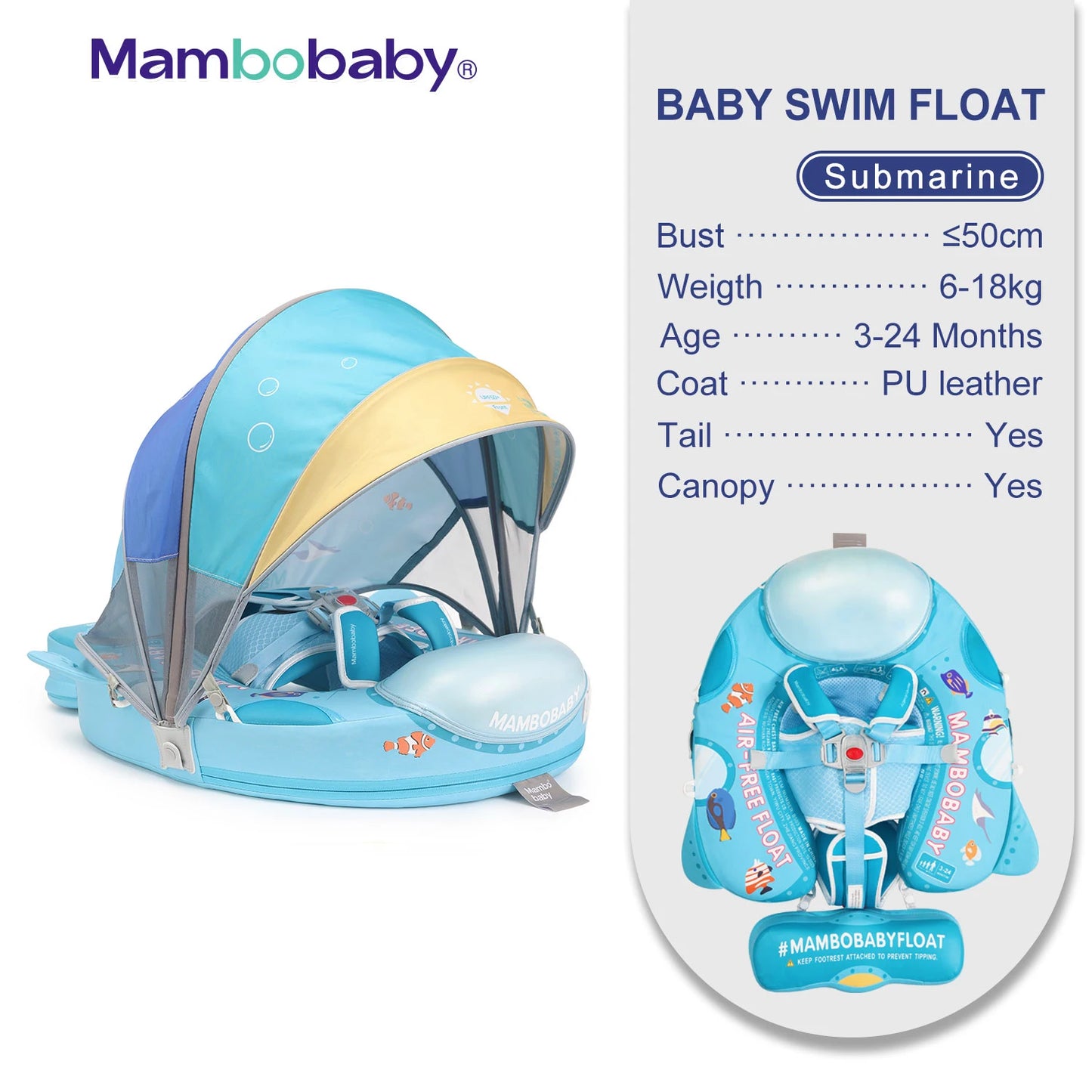 2024 Mambobaby Animal Float – Non-Inflatable Solid Baby Swim Trainer Ring for Infant Pool Safety & Water Fun