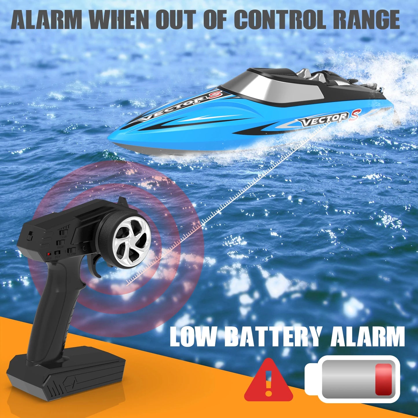 VOLANTEXRC High-Speed RC Racing Boat – 48km/h Brushless 2.4GHz Remote Control, Self-Righting, Lake & Pool Ready (797-4, 1 Battery)