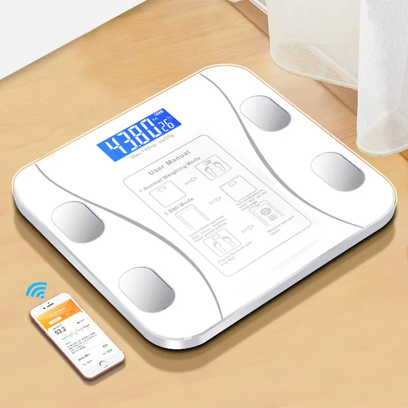 Smart Wireless Body Fat Scale: Digital Bathroom Weight Scale with Body Composition Analyzer, Bluetooth-Compatible Smartphone App