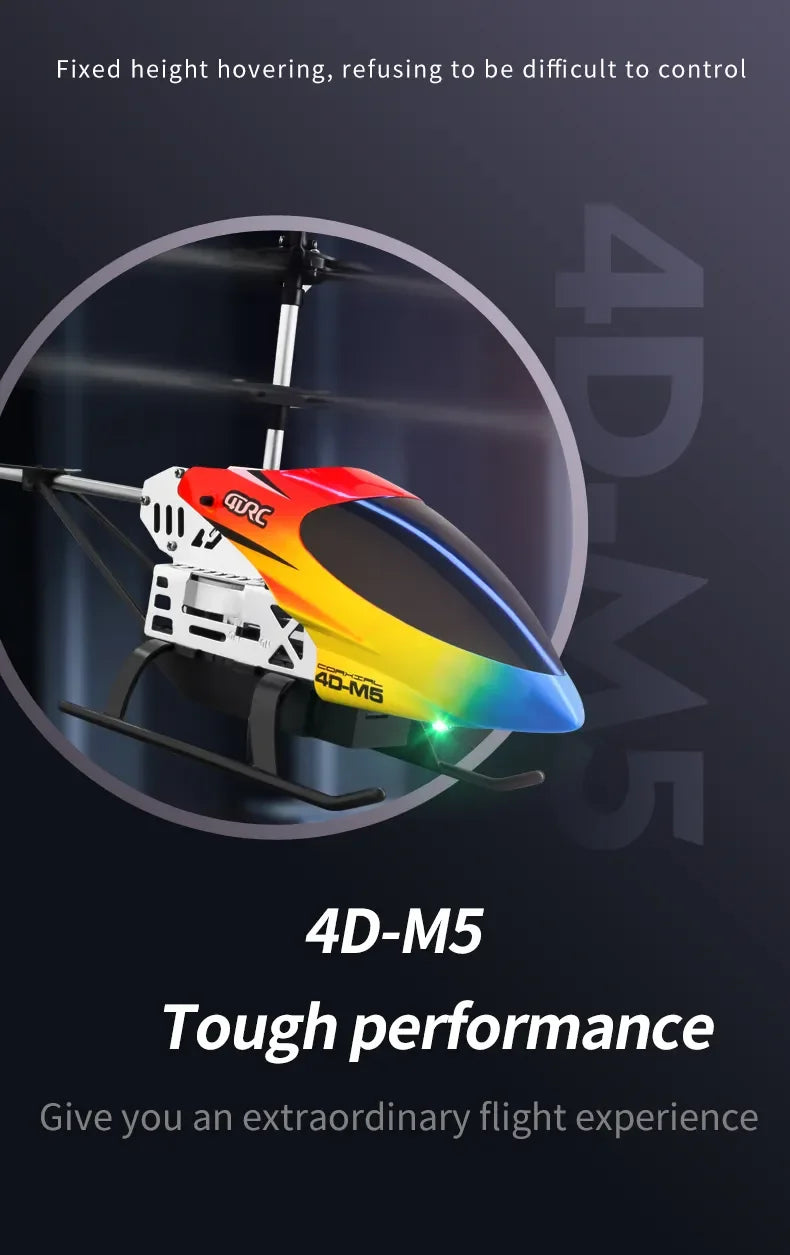 Enhanced M5 Remote Control Helicopter: Altitude Hold, 3.5 Channels, Gyro, LED Lights - Durable Airplane Drone Toy Gift