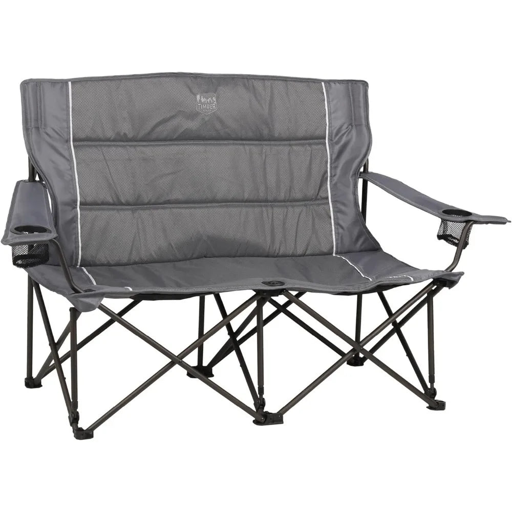 2-Person Foldable Loveseat Camping Chair | Comfortable, Portable Double Seat for Outdoor Adventures – Grey