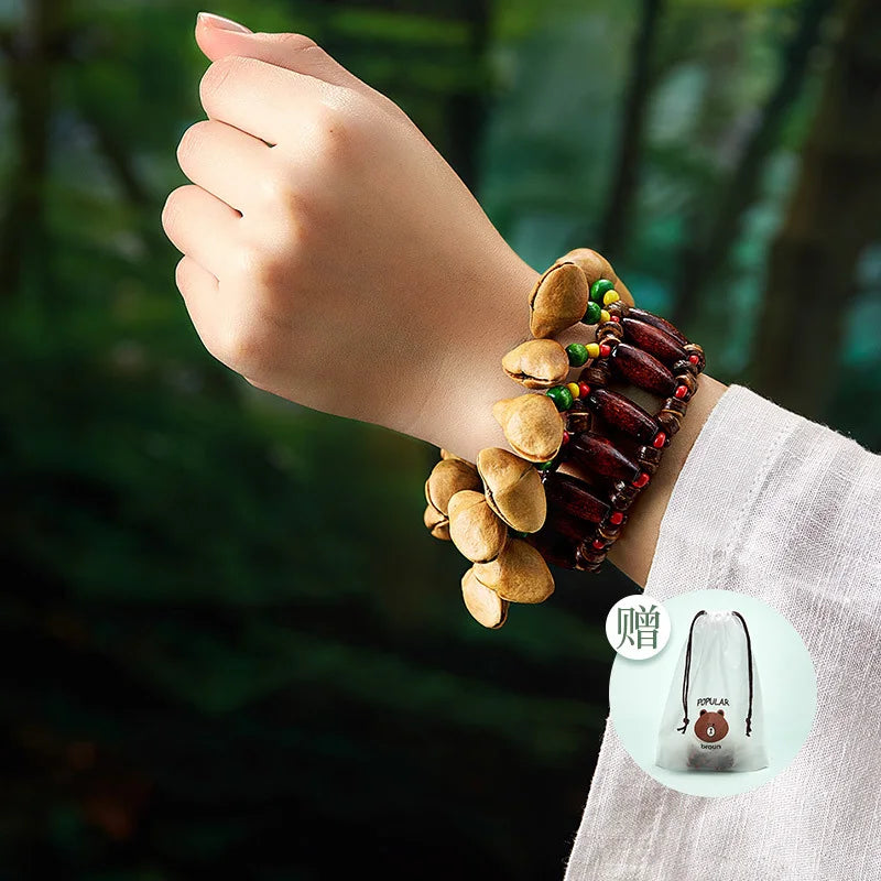 Handmade Nut Shell Handbell Bracelet – Natural Sound Healing & Yoga Instrument
