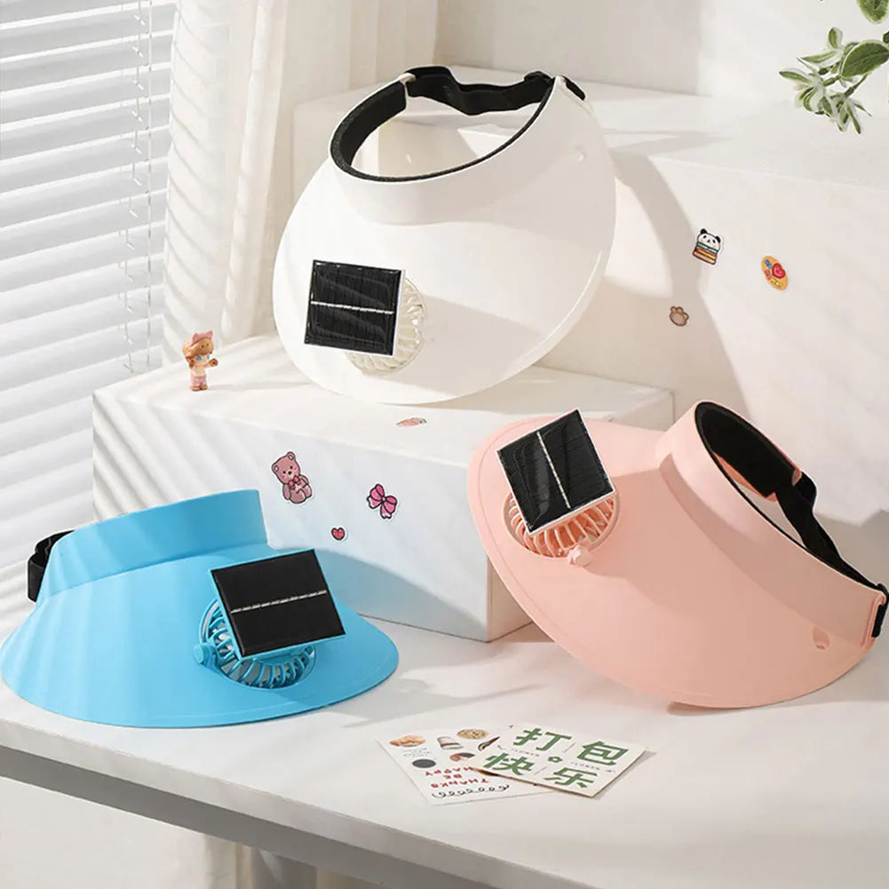 Sun Visor Hat with Cooling Fan – Breathable Open-Top Cap for Summer, Beach & Outdoor Sun Protection