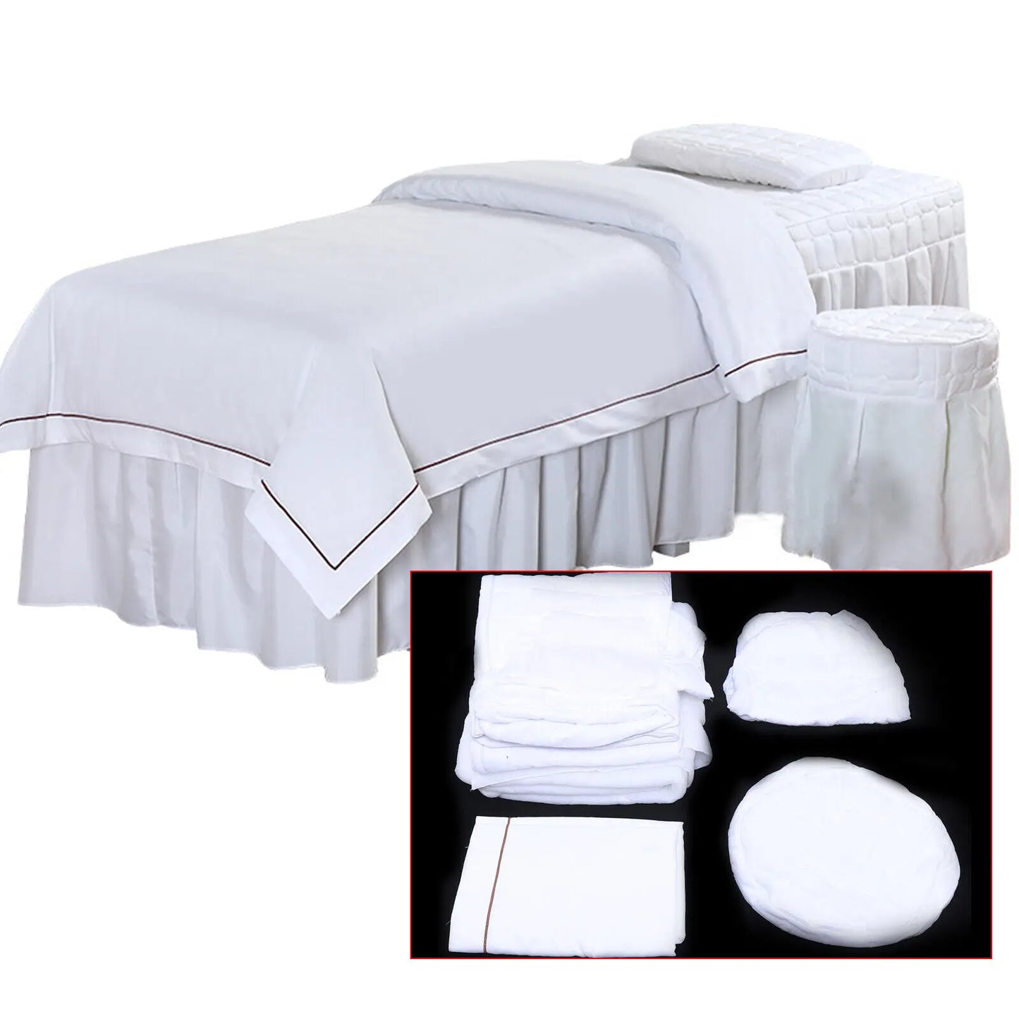 Full-Cover Beauty Massage Bed Sheet & Skirt Set – Spa-Quality Bedspread for Complete Coverage