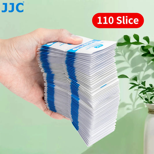 JJC 110Pcs Pre-moistened Lens Cleaning Cloths: Moist Cleaning Wipes for Camera Lens, Eyeglasses, Smartphones, and Tablets