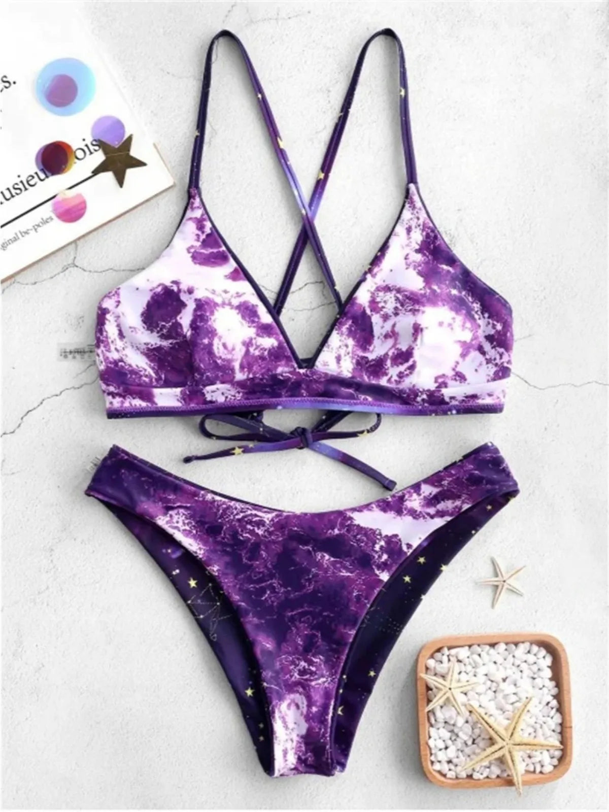 Starry Sky Reversible Bikini Set – Sexy Micro Thong Two-Piece Swimsuit for Summer Beach Vibes