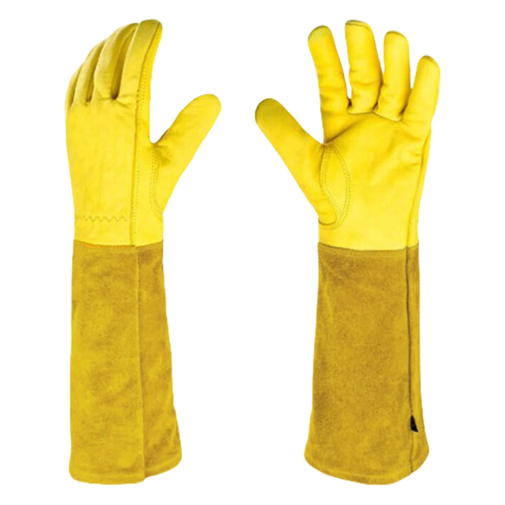 2-Pack Leather Gauntlet Gloves: Breathable, Long Sleeve for Rose Pruning – Perfect Gardening Gloves for Men & Women!