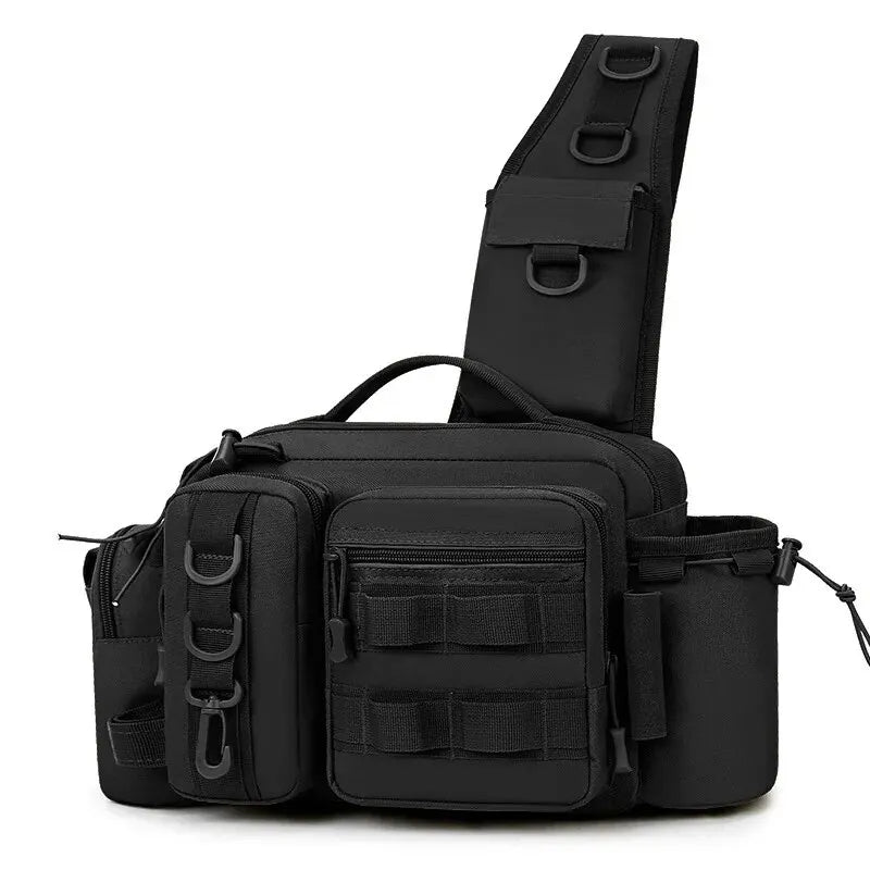 Fishing Tackle Backpack with Rod Holder – Multi-Functional Gear Bag with Lure Boxes & Sling Strap for Men