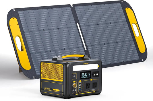 600W Solar Generator with Panels Included – 299Wh Durable LiFePO4 Portable Power Station with Up to 1200W AC Outlet and Jump Starter