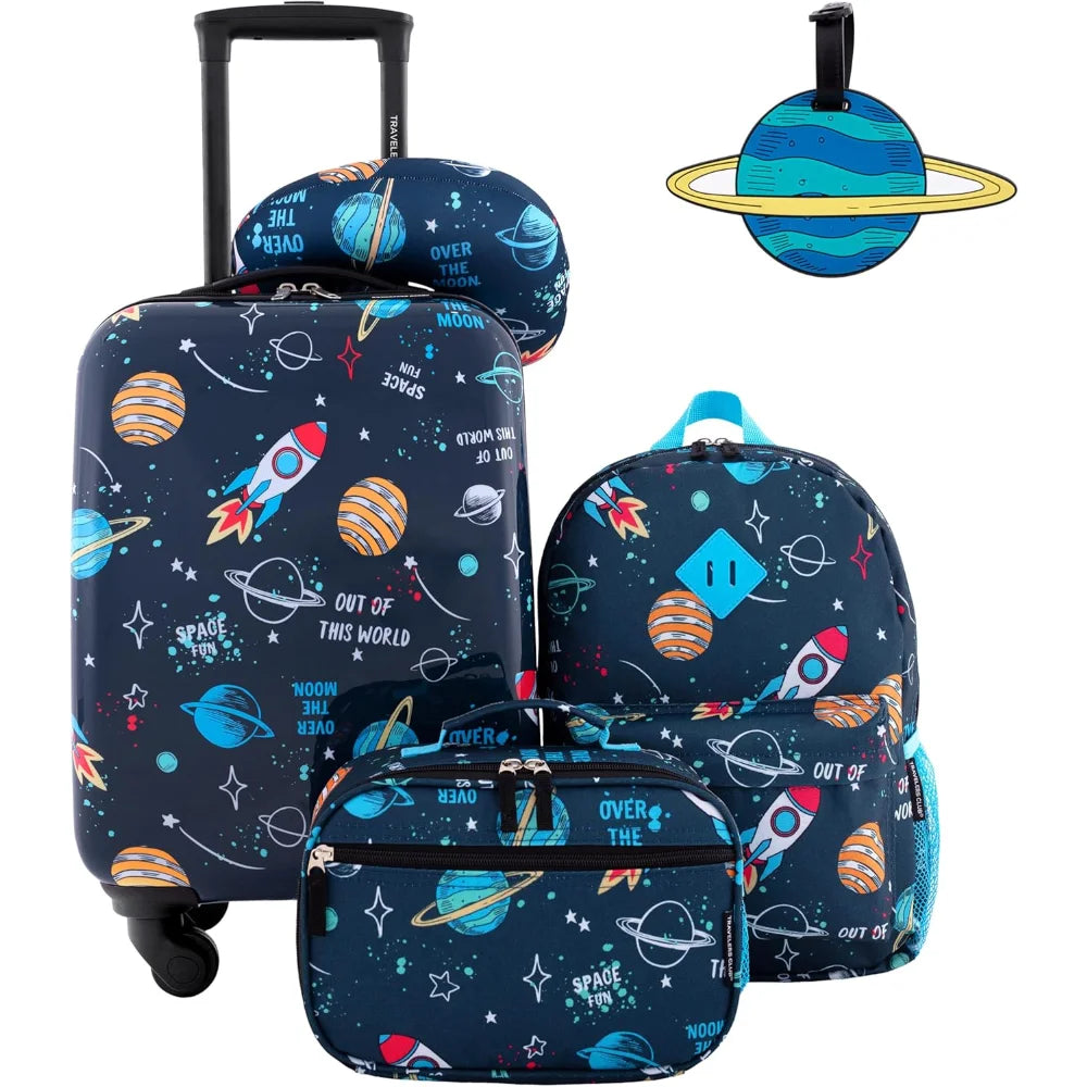 Club Kids 5-Piece Luggage Set – Space-Themed Travel Suitcases & Accessories for Children