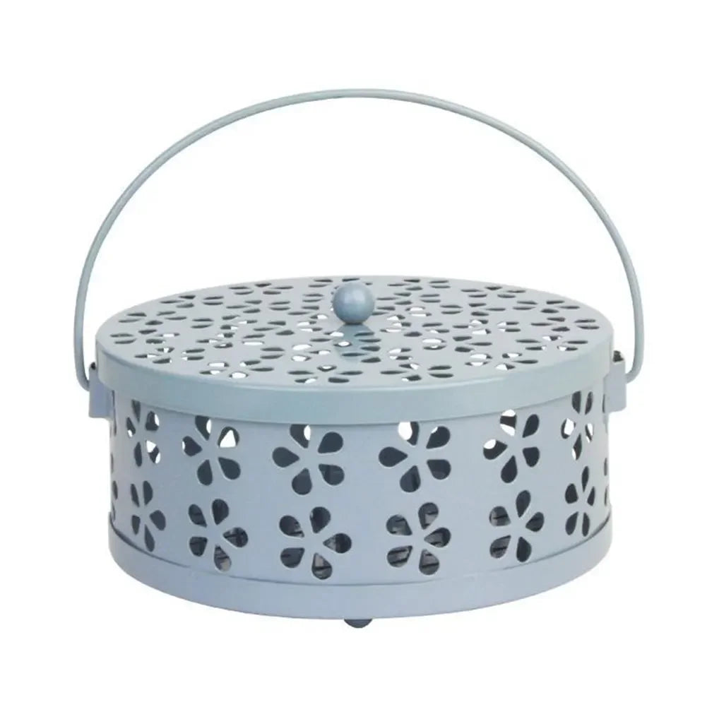 Portable Mosquito Coil Holder with Lid & Handle – Metal Incense Burner for Home, Patio & Camping Use
