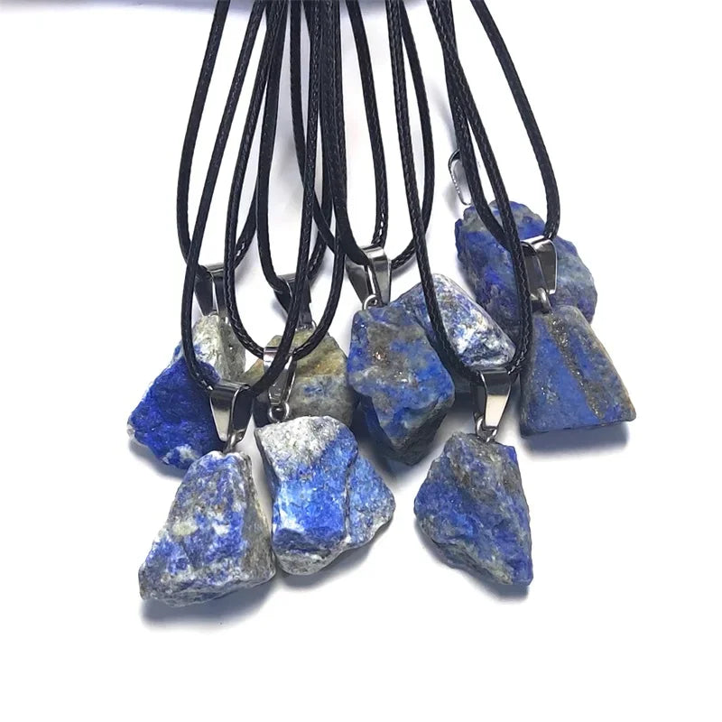 10pcs Natural Irregular Raw Ore Fluorite Crystal Pendant Necklace Energy Stone Healing Amethysts Meditation Yoga Gift Wholesale
