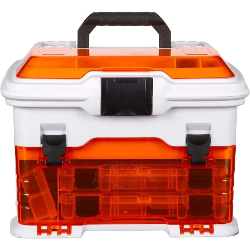 Flambeau Outdoors T4P Pro Multiloader: Portable Fishing & Tackle Storage Box with Zerust Anti-Corrosion Technology (White/Orange)